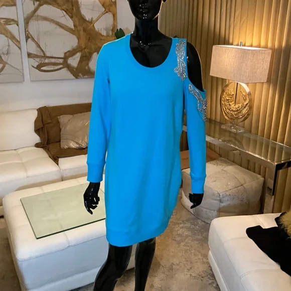 NWT BOSTON PROPER SEXY TURQUOISE EXPOSED ONE SHOULDER DRESS - Picture 8 of 12